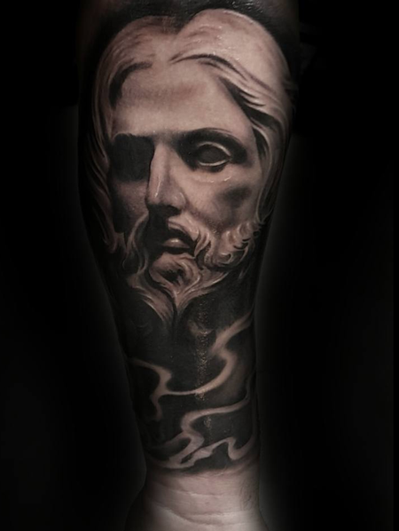 Tattoos - black and grey jesus tattoo - 125811